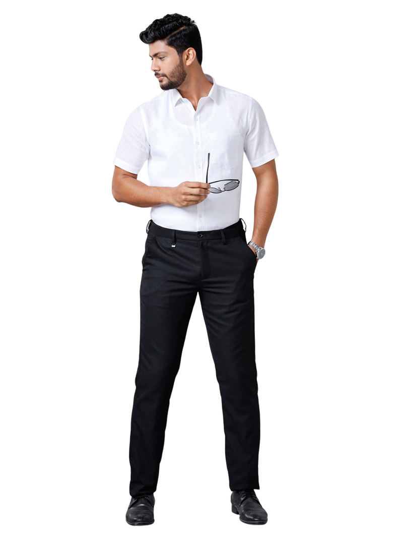 Mens Linen Cotton Half Sleeves White Shirt 7525