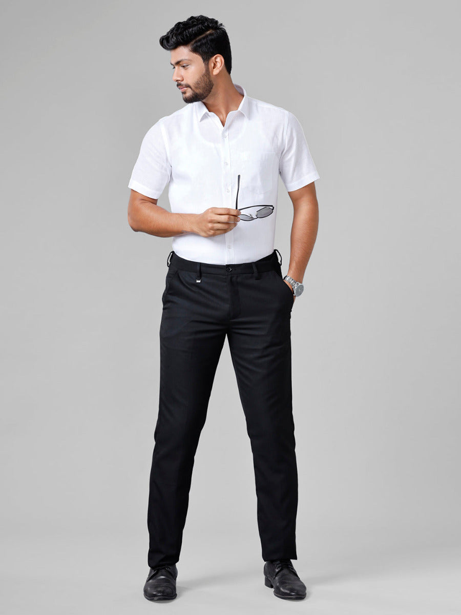 Mens Cotton Linen White Shirt Half Sleeves -Full view