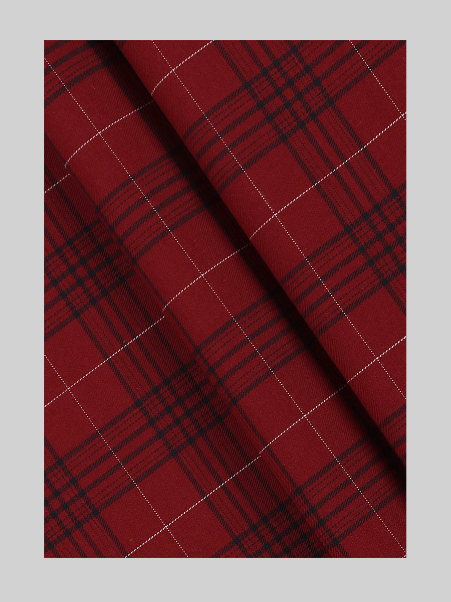 Cotton Colour Check Shirt Fabric Maroon MBA