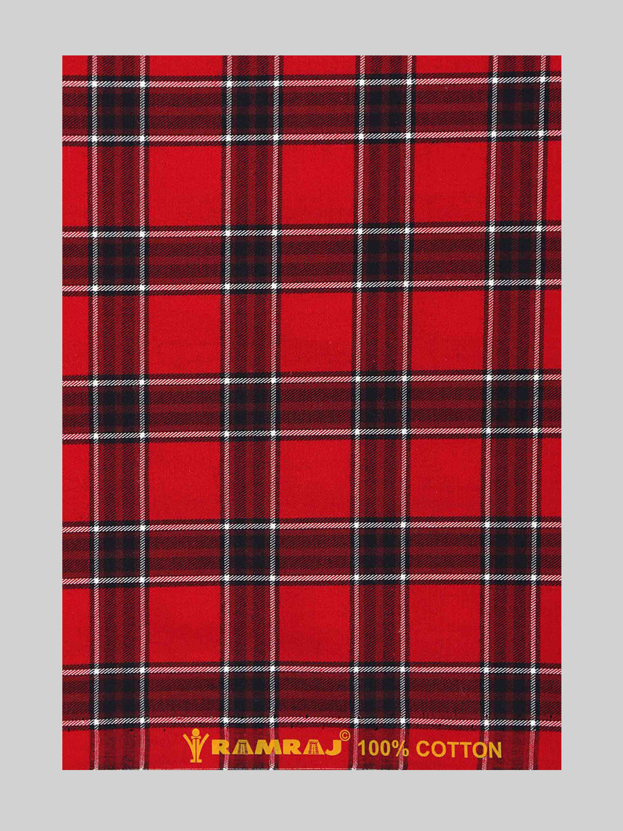 Cotton Colour Check Shirt Fabric Red MBA-Zoomview