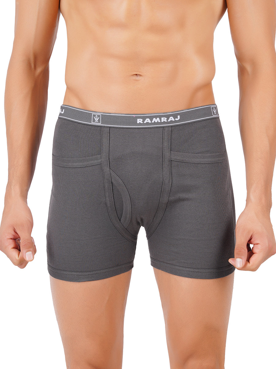 Mens Snug Fit Soft Combed Rib Pocket Trunks Plussize  Arrow-Pack of 2