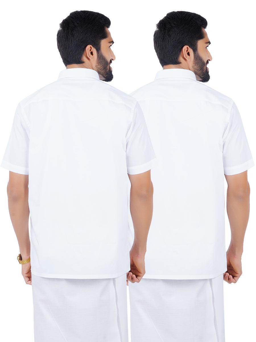 Cotton White Half Sleeves Shirt (2 Pcs Combo Pack) -  Ramraj Cotton-Back view