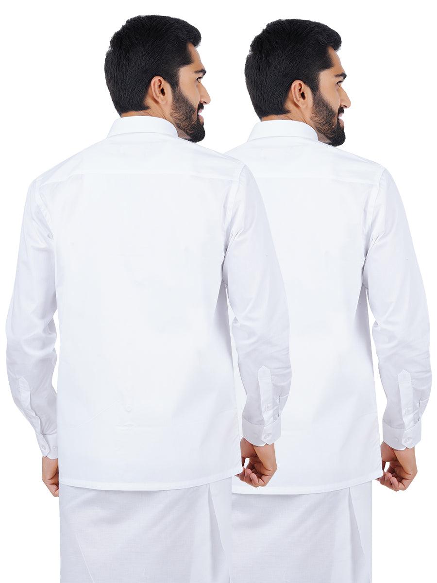 Cotton White Full Sleeves Shirt (2 Pcs Combo Pack) -  Ramraj Cotton-Back view