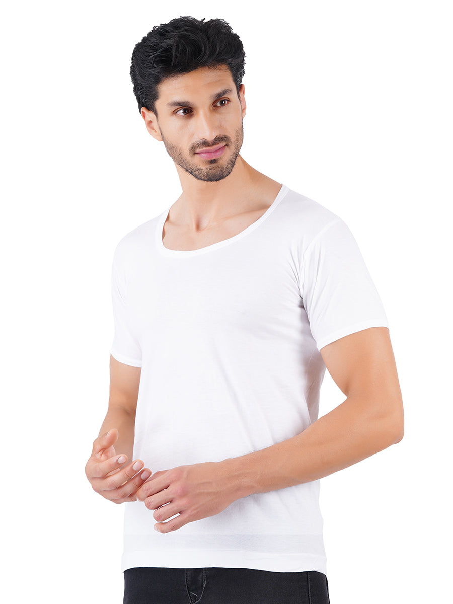 Men 100% Combed Cotton White Sleeve Vest RNS Plus Size Acoste