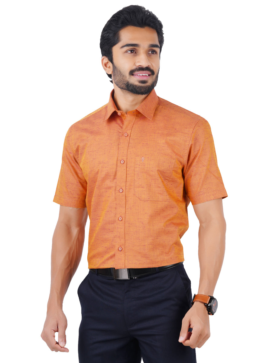 Mens Formal Shirt Half Sleeves Orange T16 CO3