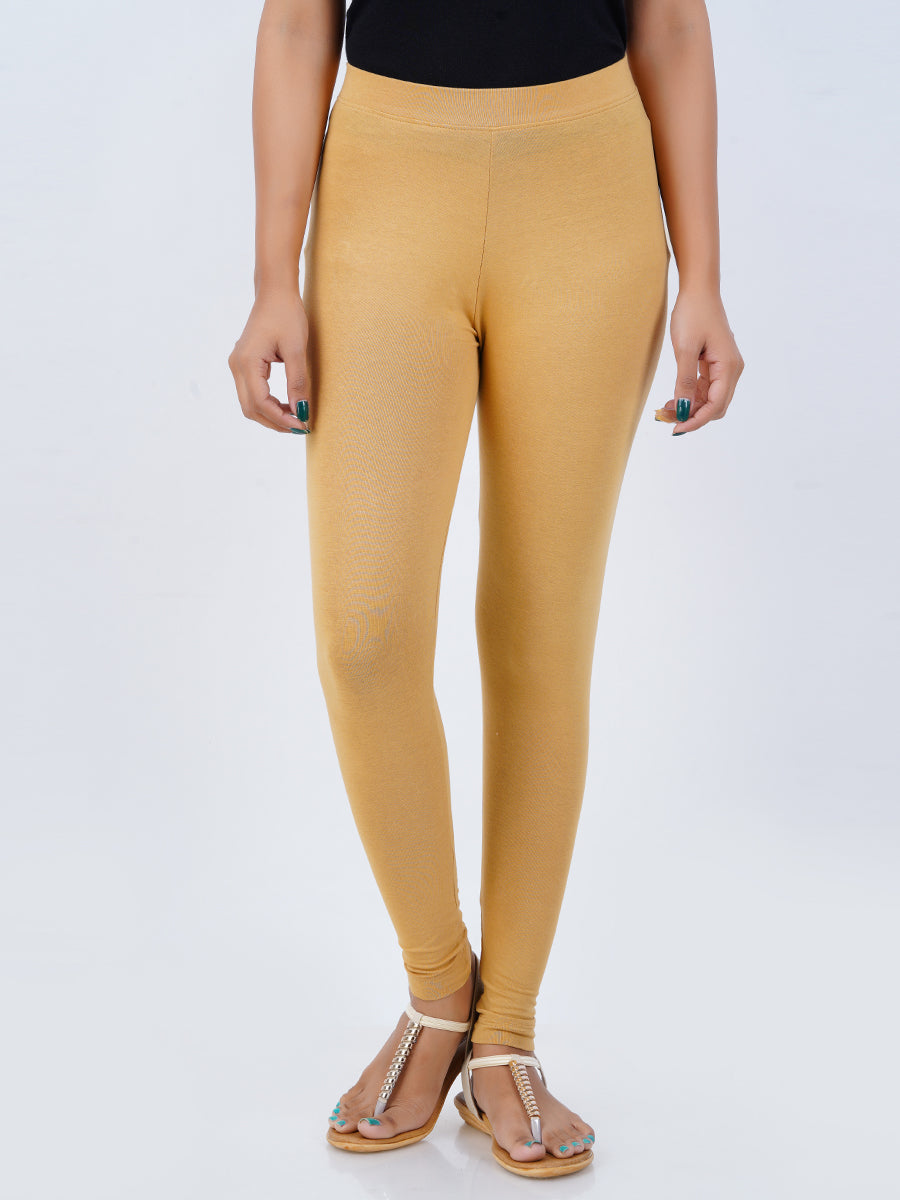 Ankle Fit Mixed Cotton with Spandex Stretchable Leggings Skin-Front view