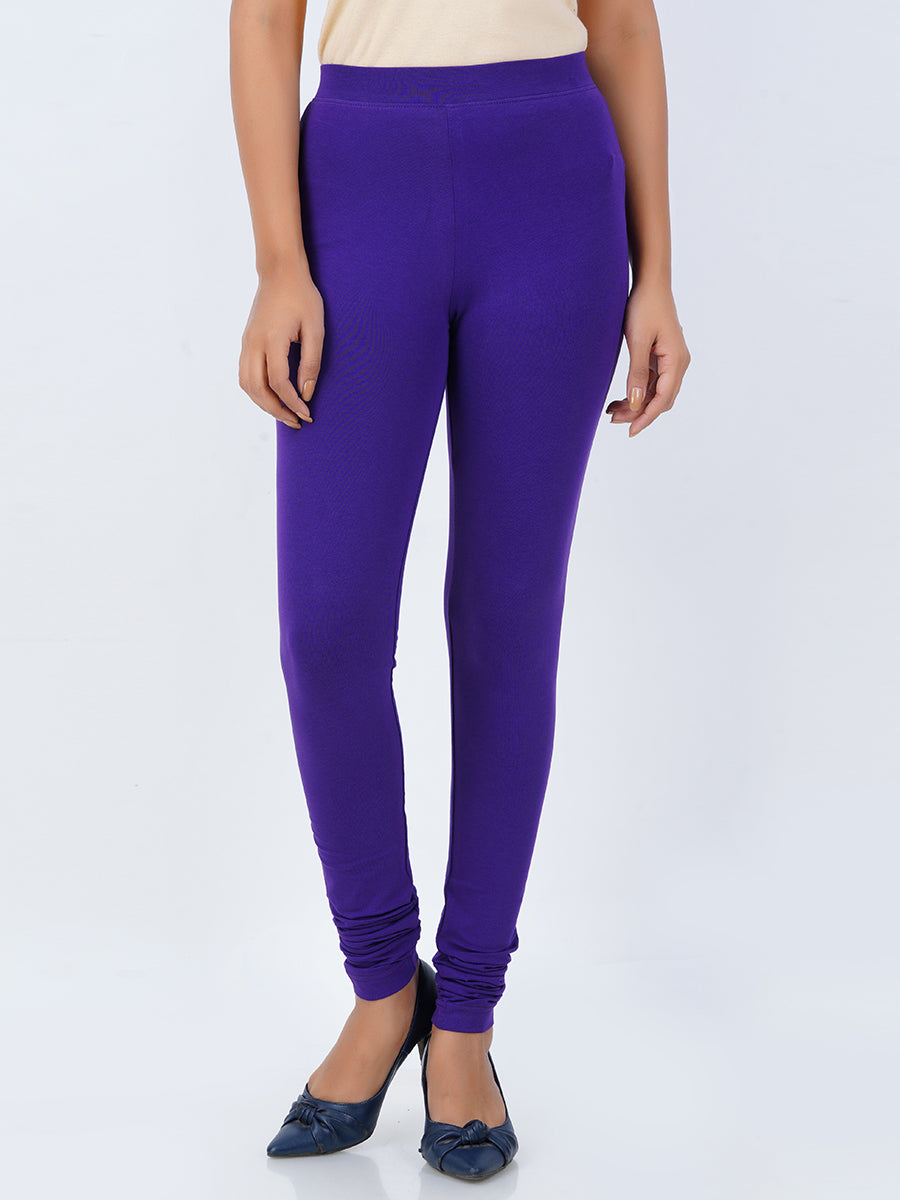 Churidar Fit Mixed Cotton with Spandex Stretchable Leggings Violet