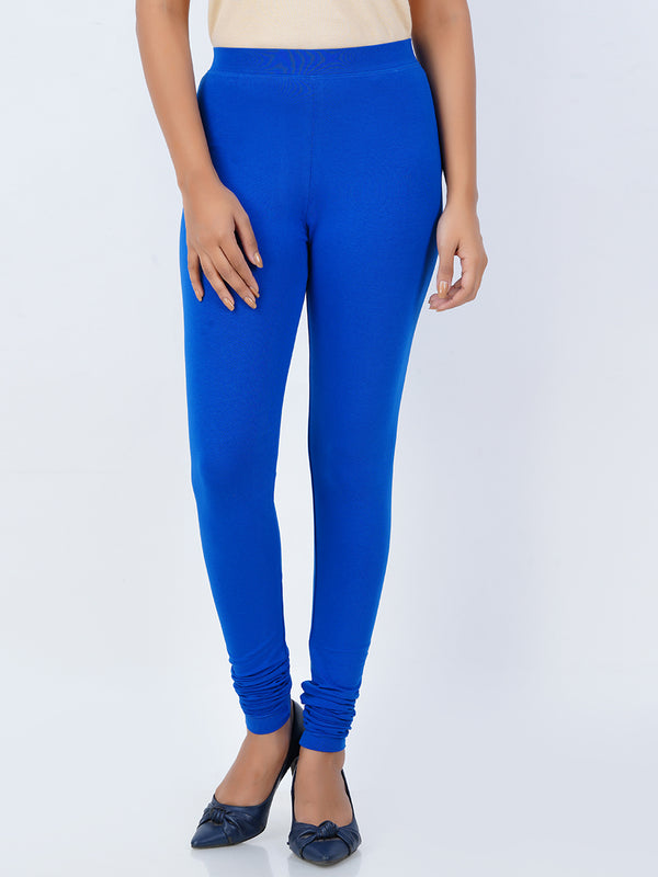 Churidar Fit Mixed Cotton with Spandex Stretchable Leggings Blue