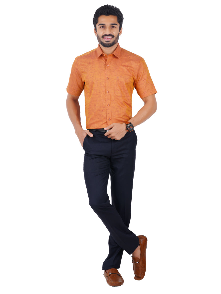 Mens Formal Shirt Half Sleeves Orange T16 CO3-Full view