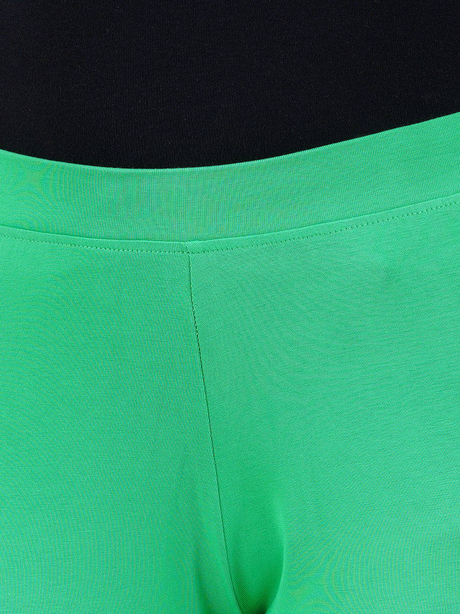 Churidar Fit Mixed Cotton with Spandex Stretchable Leggings Green-Zoom view