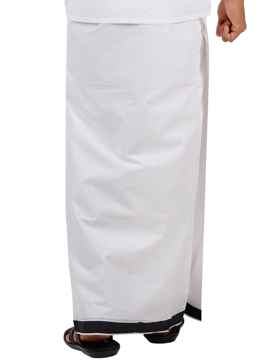 Men Black Fancy Border Double Layer Dhoti NO 5806