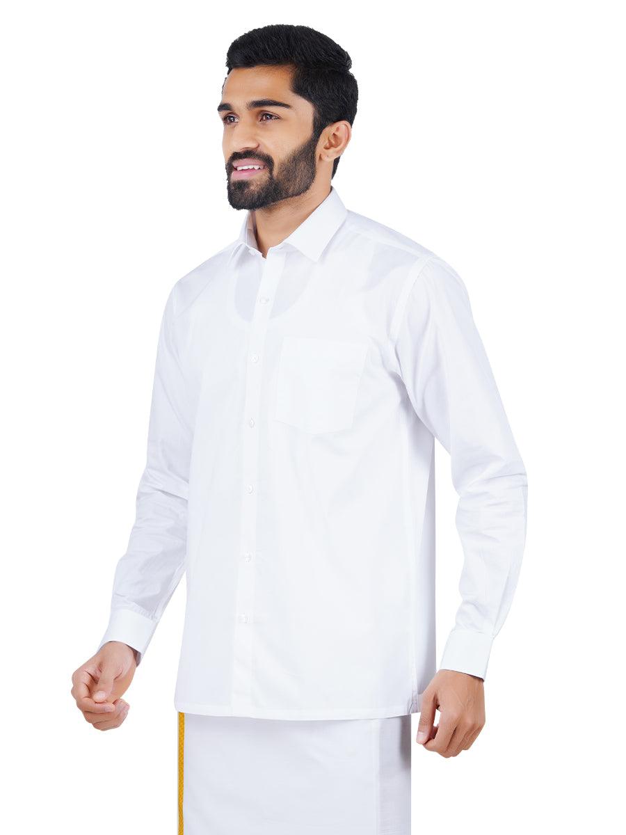 Cotton White Full Sleeves Shirt (2 Pcs Combo Pack) -  Ramraj Cotton-Side view