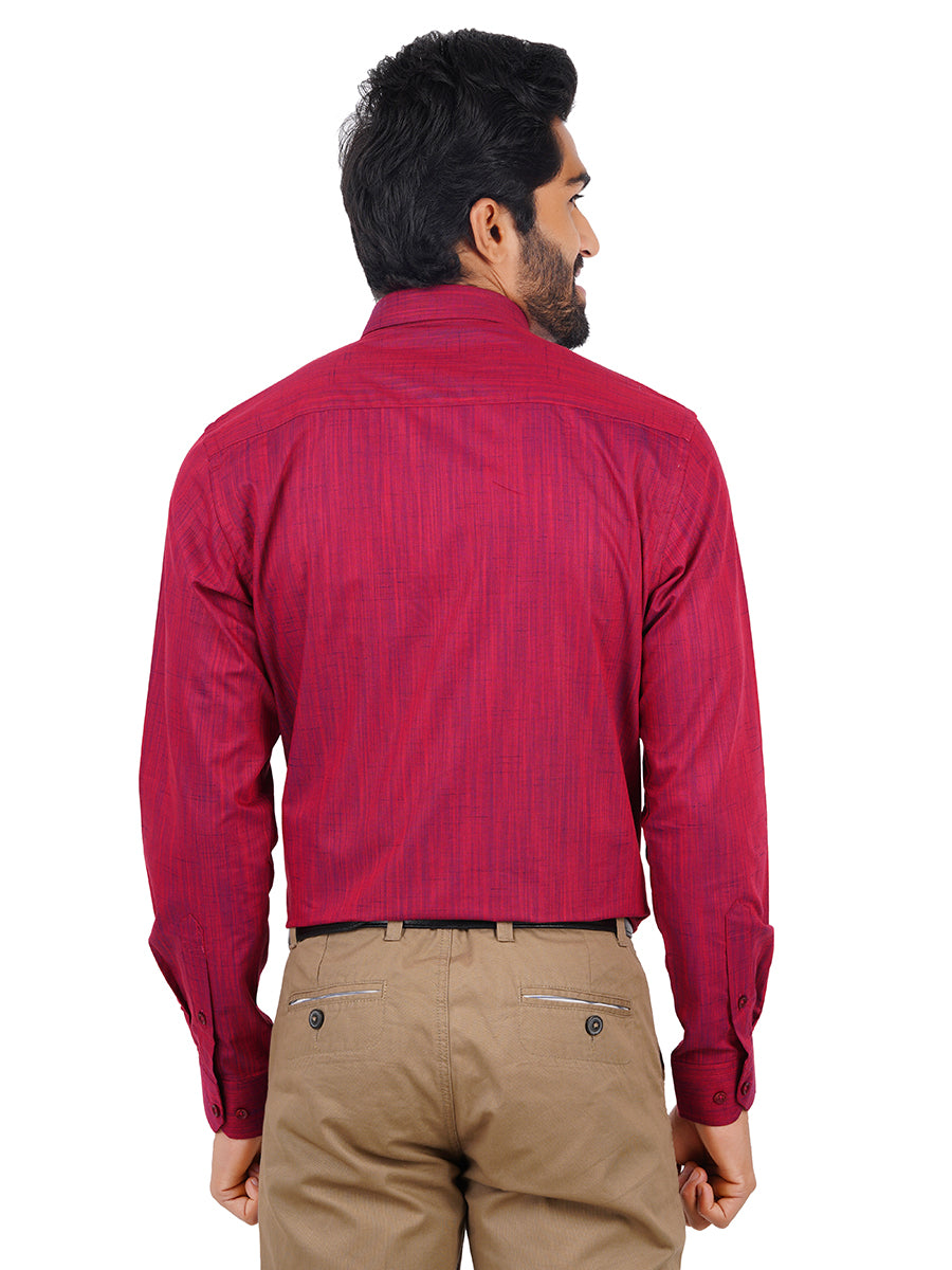 Mens Formal Shirt Full Sleeves Red T32 TH7-Back view