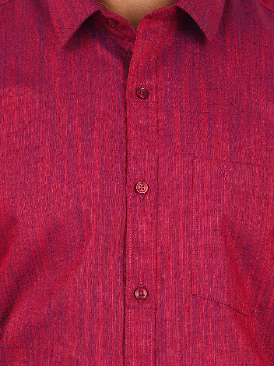 Mens Formal Shirt Full Sleeves Red T32 TH7-Zoom view