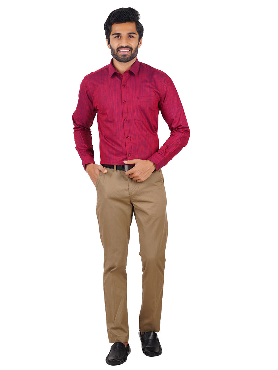 Mens Formal Shirt Full Sleeves Red T32 TH7-Full view