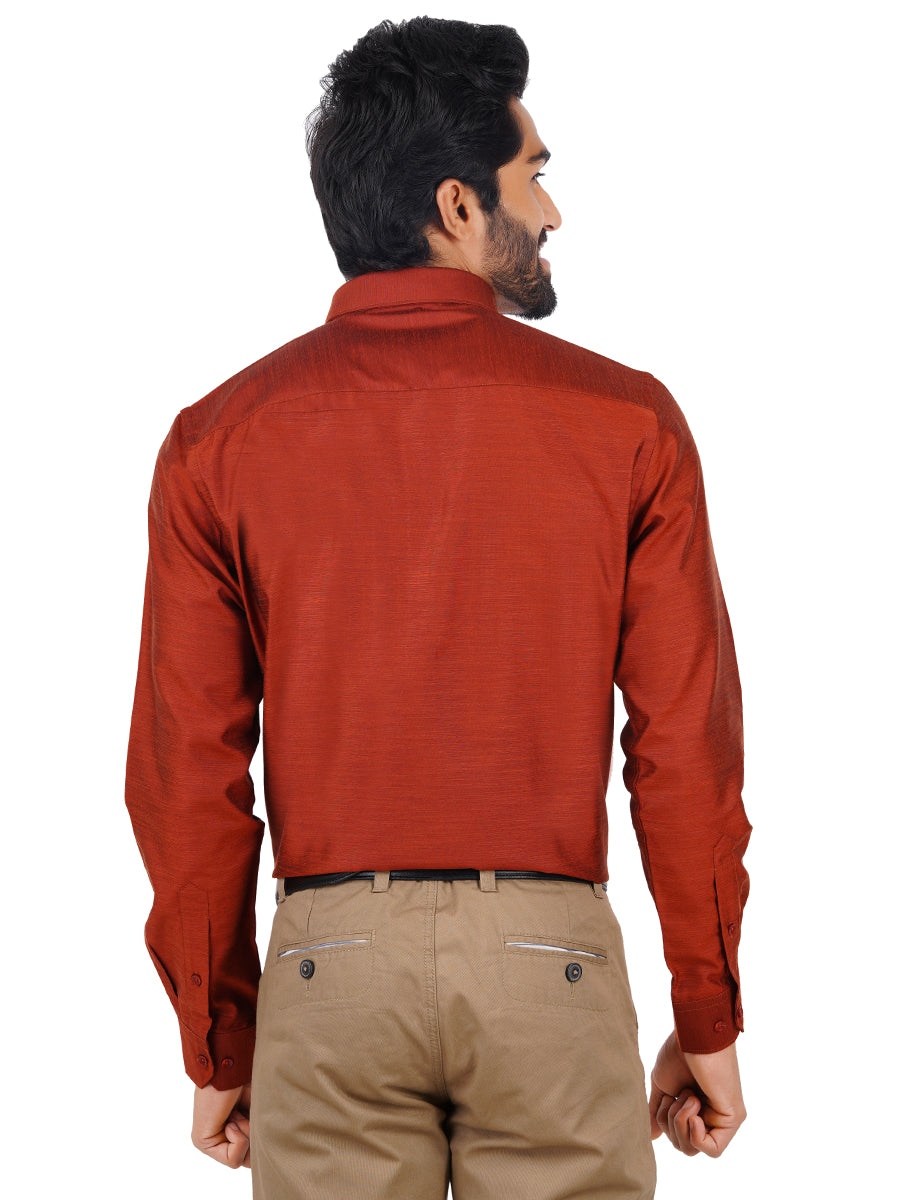 Mens Formal Shirt Full Sleeves Copper Brown T29 TE2-Back view