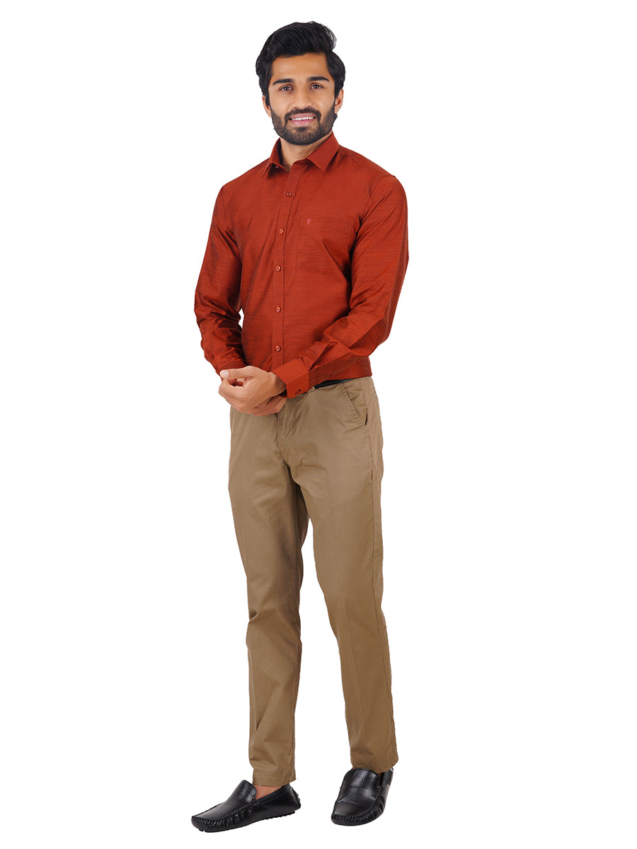 Mens Formal Shirt Full Sleeves Copper Brown T29 TE2-Full view