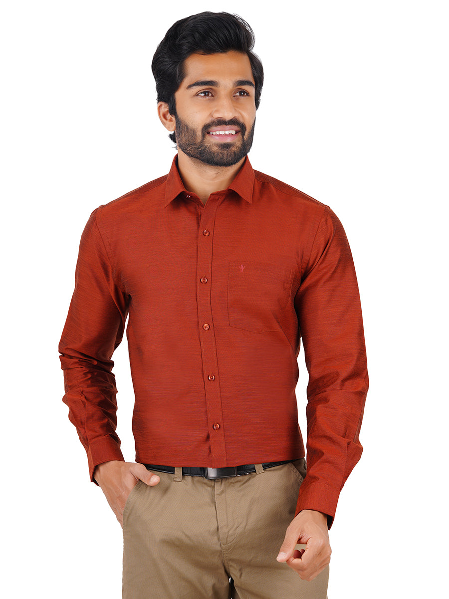 Mens Formal Shirt Full Sleeves Copper Brown T29 TE2