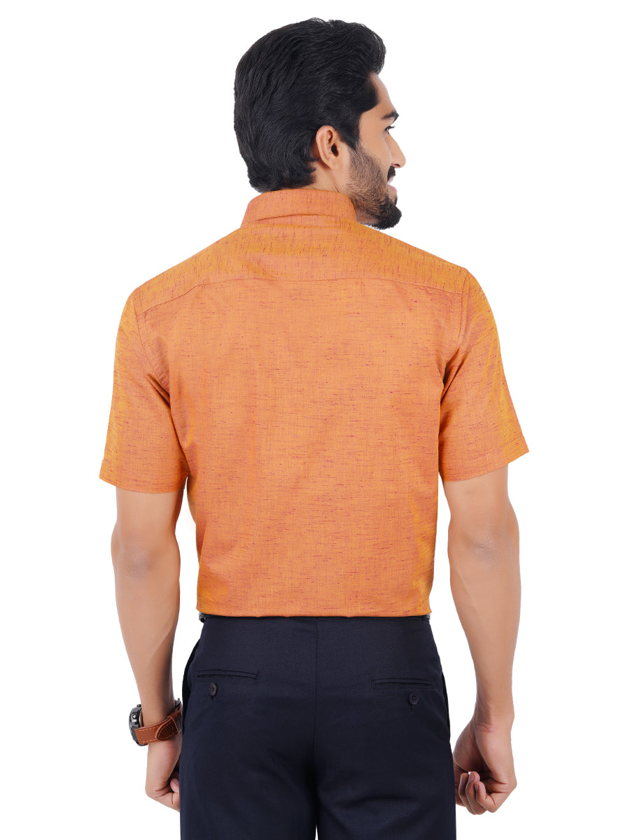 Mens Formal Shirt Half Sleeves Orange T16 CO3-Back view