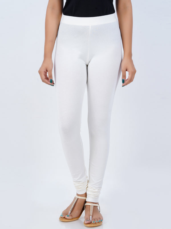 Churidar Fit Mixed Cotton with Spandex Stretchable Leggings Cream