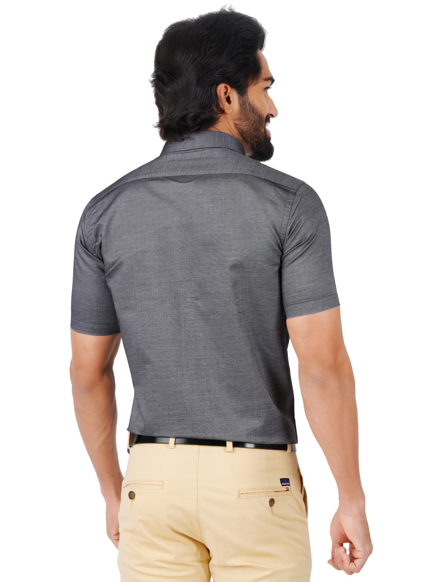 Premium Cotton Shirt Half Sleeves Grey EL GP2--Back view