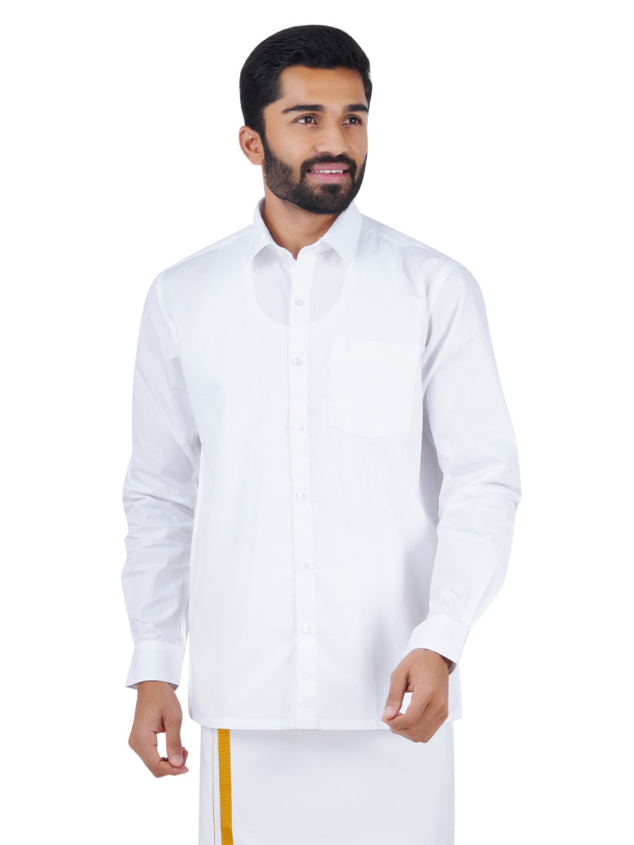Mens Formal White Shirt Plus Size-Front view