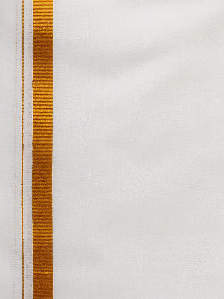 Mens Readymade Pocket Dhoti + Towel Set Cream with Gold Jari-Bottom view