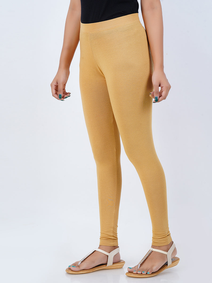 Ankle Fit Mixed Cotton with Spandex Stretchable Leggings Skin-Side view