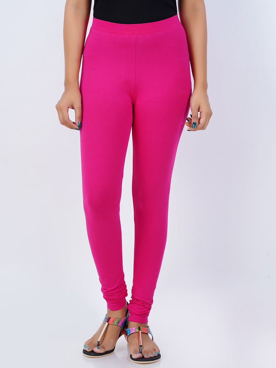 Churidar Fit Mixed Cotton with Spandex Stretchable Plus Size Leggings Pink