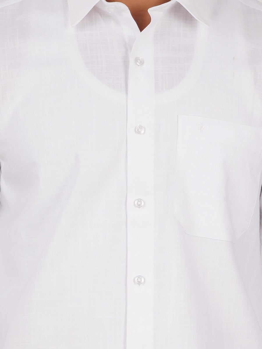 Mens Poly Cotton Half Sleeves White Shirt Coolex -zoom view