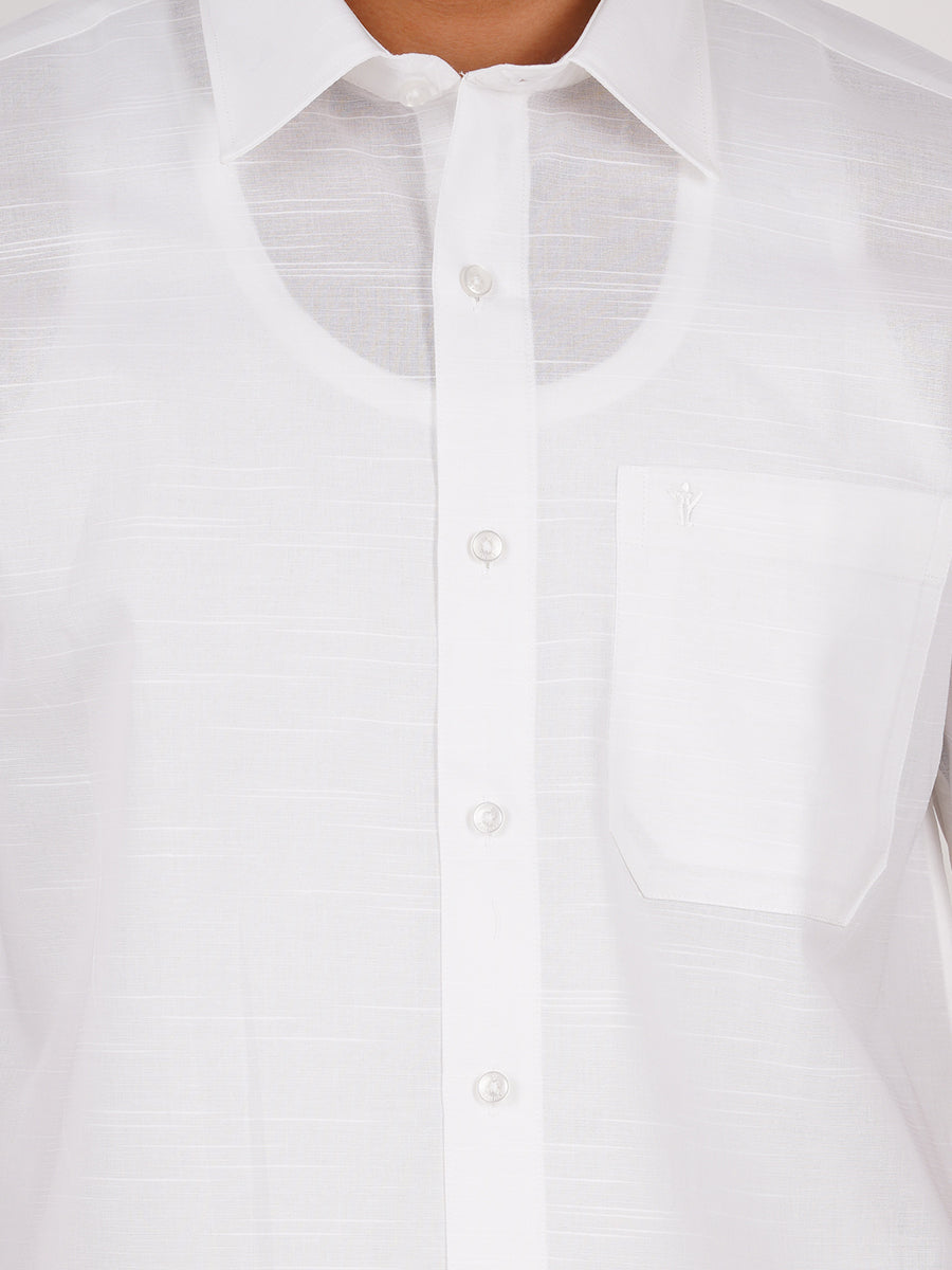 Mens Cotton Mixed White Shirt Half Sleeves Celebrity White V5 -Zoom view