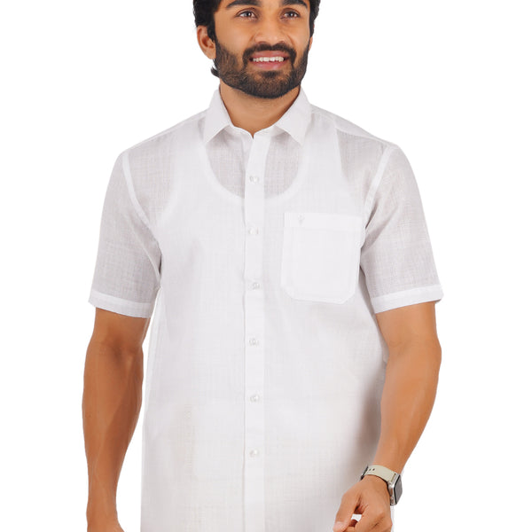 Buy Mens Cotton White Shirt Half Sleeves Celebrity Ramraj Cotton