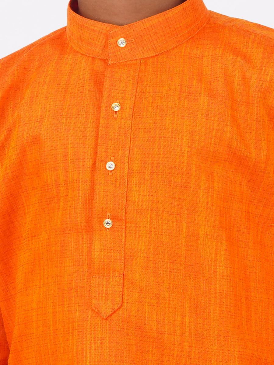 Boys Kurta Pyjama Set Orange -  Ramraj Cotton-Zoom view