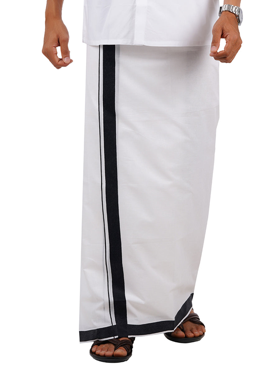 Men Black Fancy Border Double Layer Dhoti NO 5806