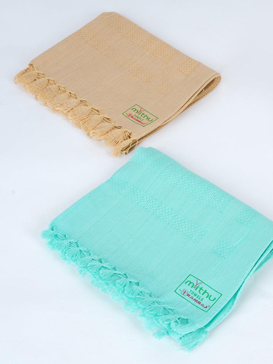 Cool Touch Colour Towel (2 PCs Pack) -  Ramraj Cotton-Brown & Blue
