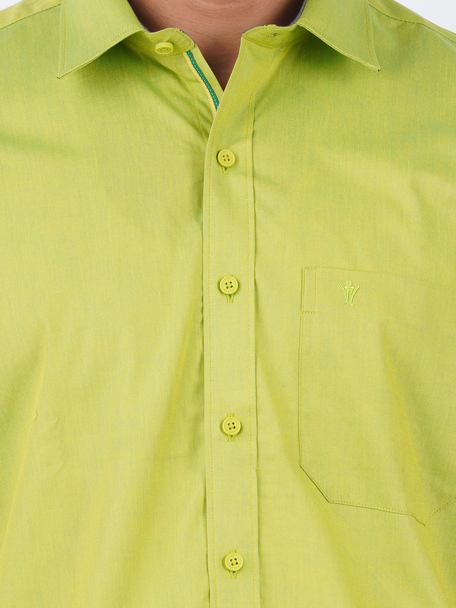 Mens Fancy Border Dhoti & Half Sleeves Shirt Set Green G112-Zoom view