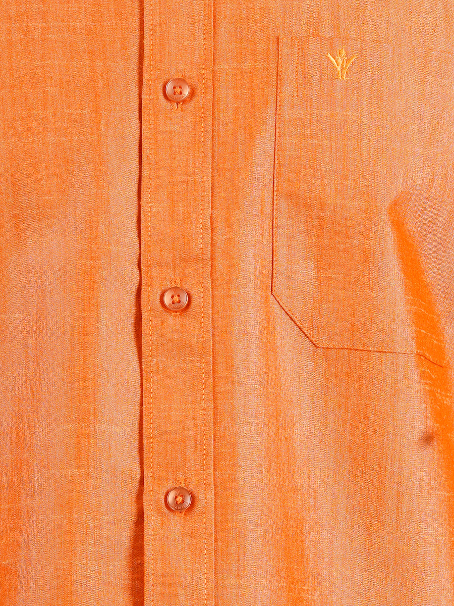 Mens Matching Jari Border Dhoti & Shirt Set Full Orange VB4-Zoom view