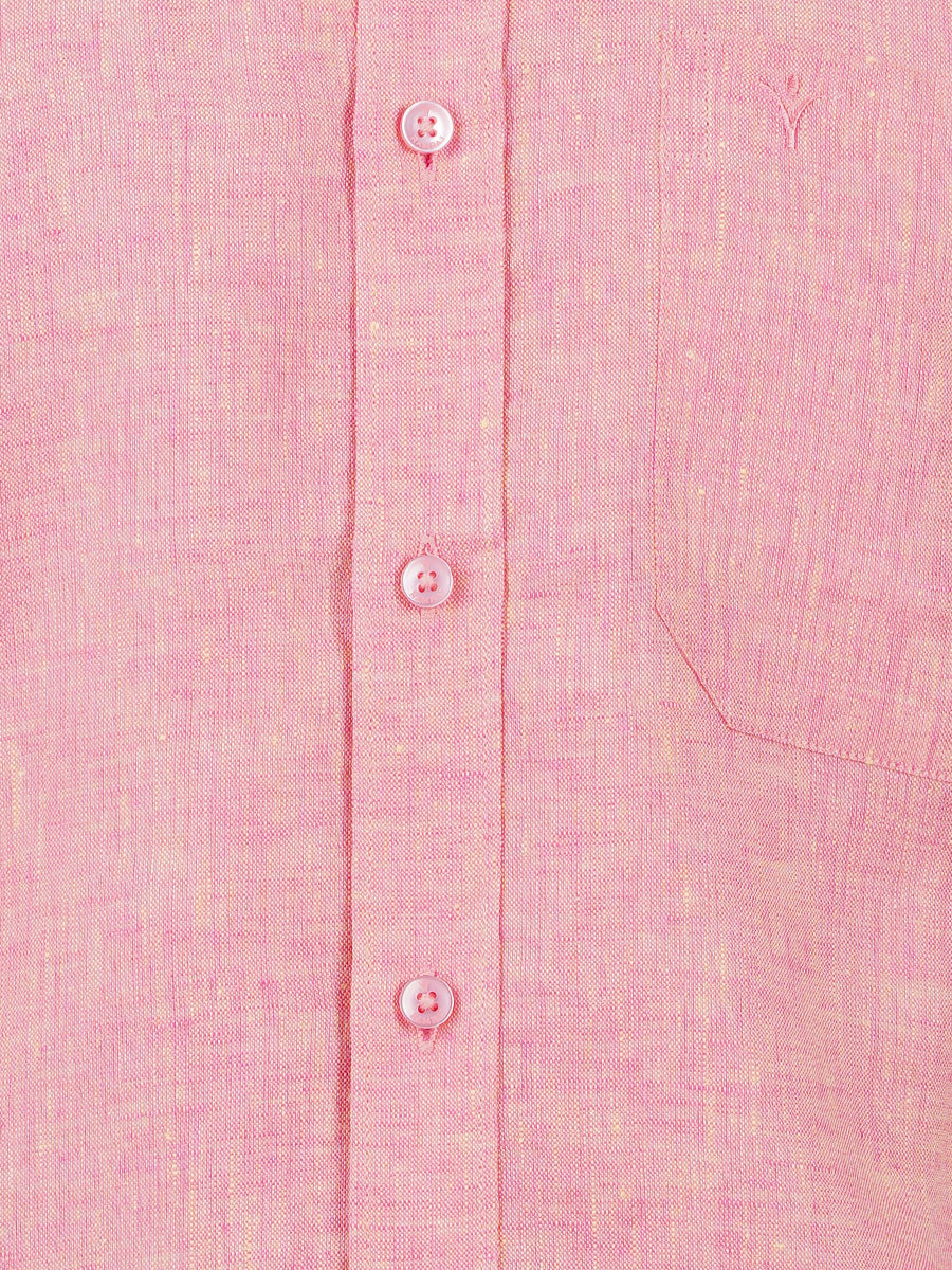 Mens Pure Linen Half Sleeves Shirt Dark Pink-Zoom view