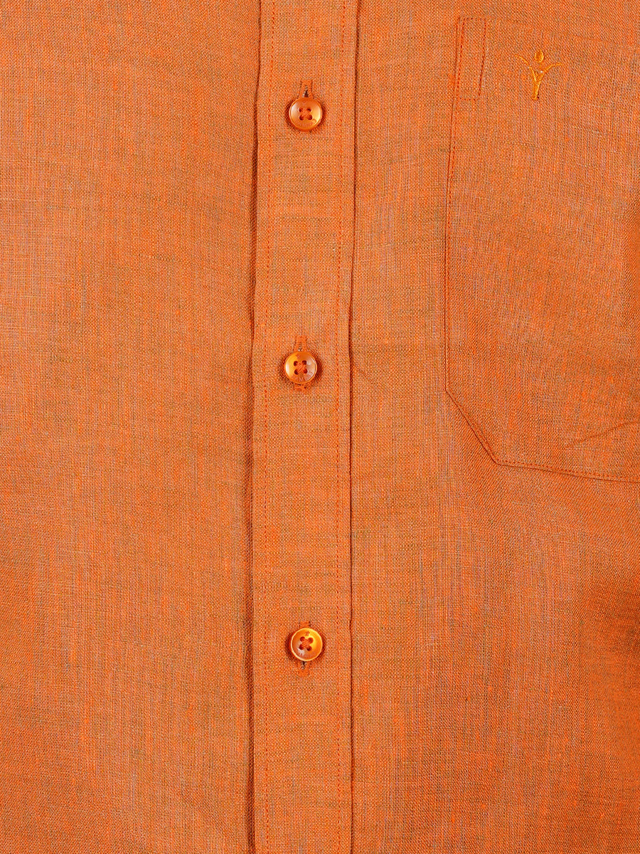 Mens Pure Linen Half Sleeves Shirt Dark Orange-Zoom view