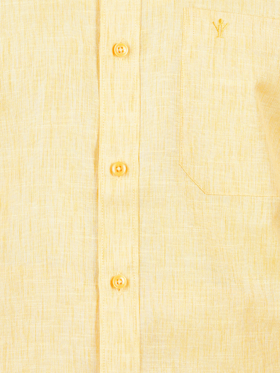 Mens Cotton Blended Formal Shirt Half Sleeves Yellow T12 CK6-Zoomview