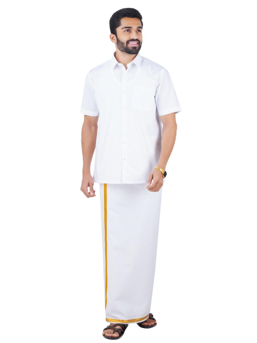 Cotton White Half Sleeves Shirt (2 Pcs Combo Pack) -  Ramraj Cotton-Ful view