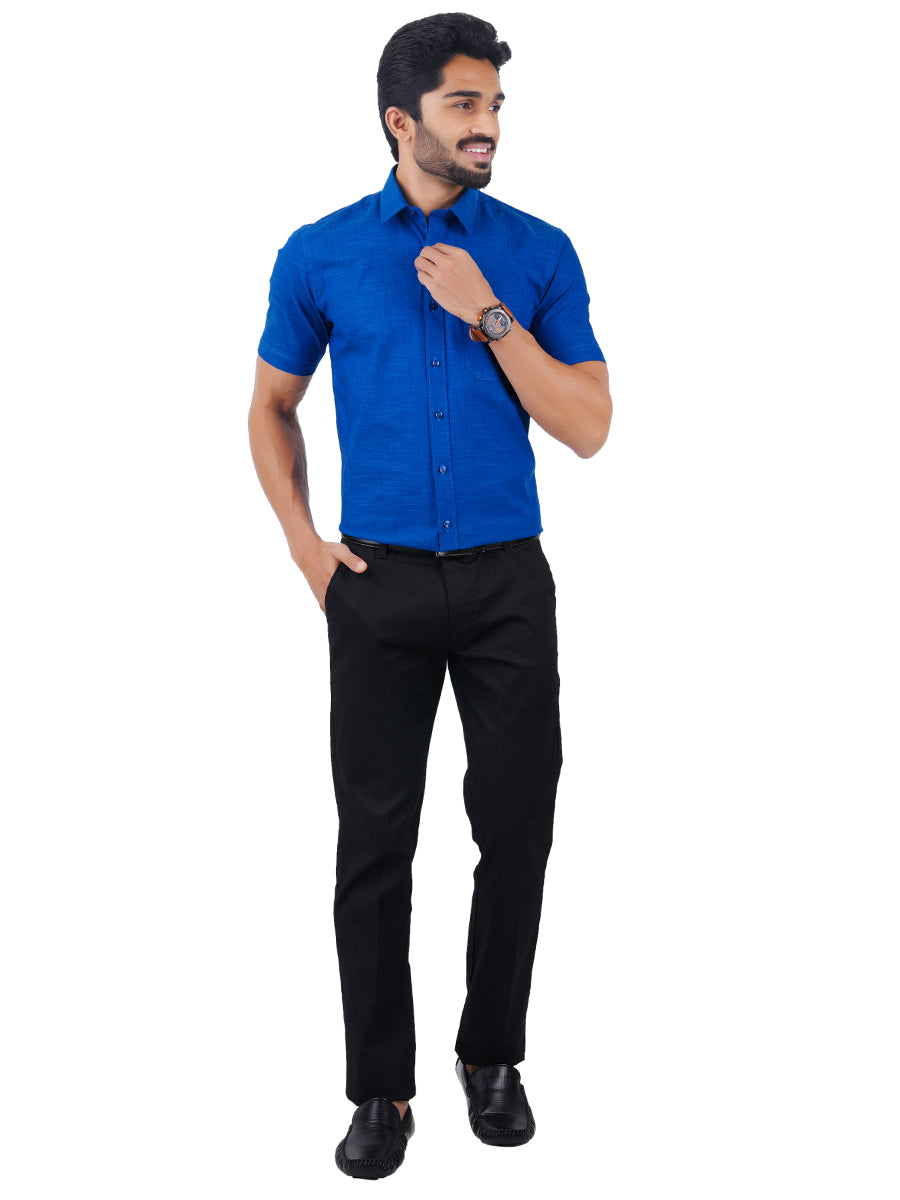 Mens Formal Shirt Half Sleeves Blue CL2 GT5-Full view