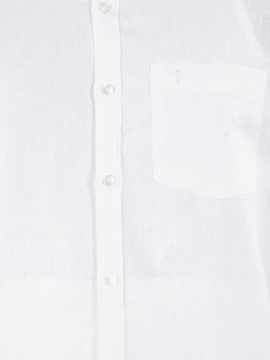 Mens Starch Finish White Dhoti & Half Sleeve Shirt Bright Man Set-Zoom view