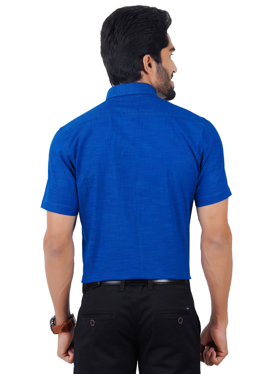 Mens Formal Shirt Half Sleeves Plus Size Blue CL2 GT5-Back view