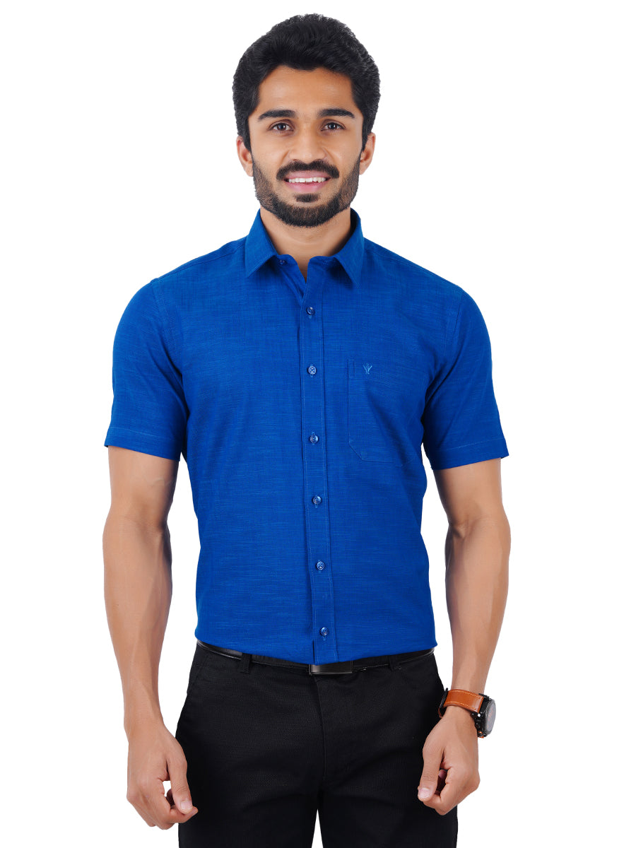 Mens Formal Shirt Half Sleeves Blue CL2 GT5
