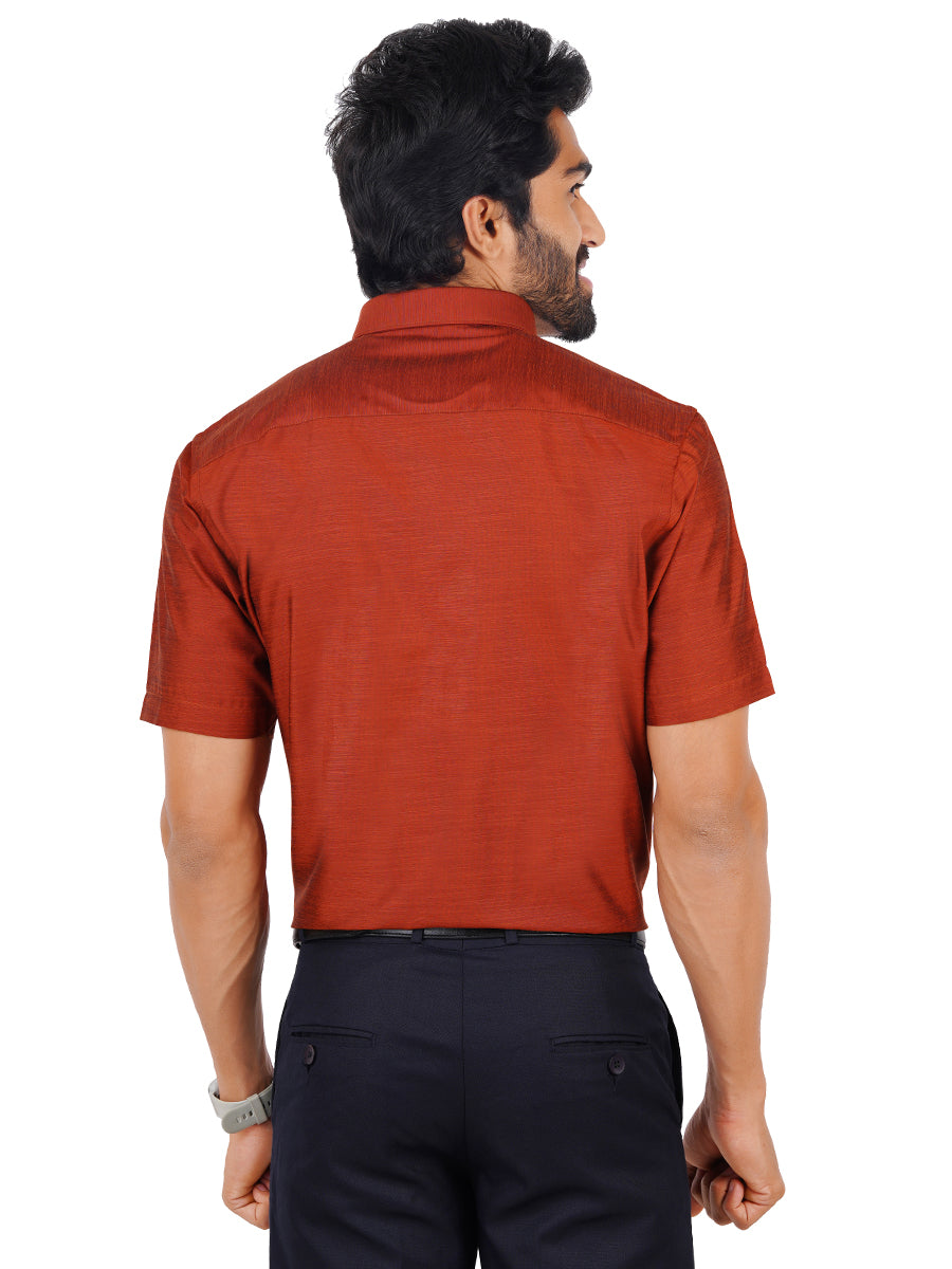 Mens Formal Shirt Half Sleeves Copper Brown T29 TE2-Back view