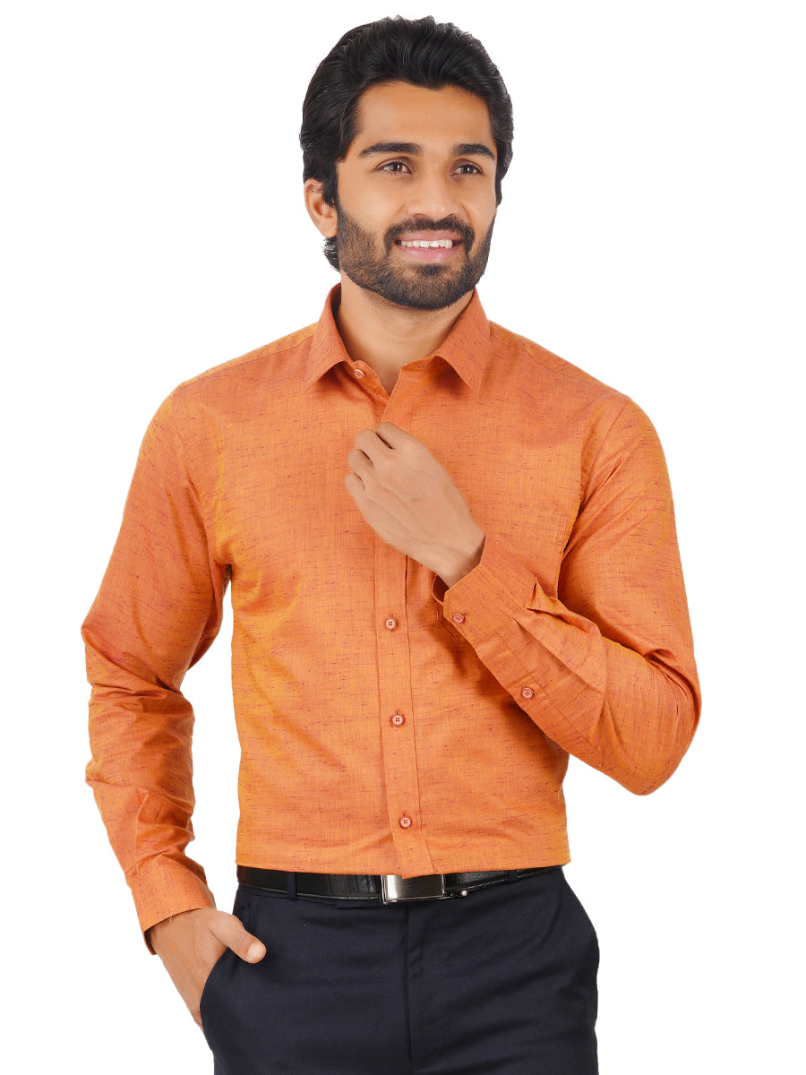 Mens Formal Shirt Full Sleeves Orange T16 CO3