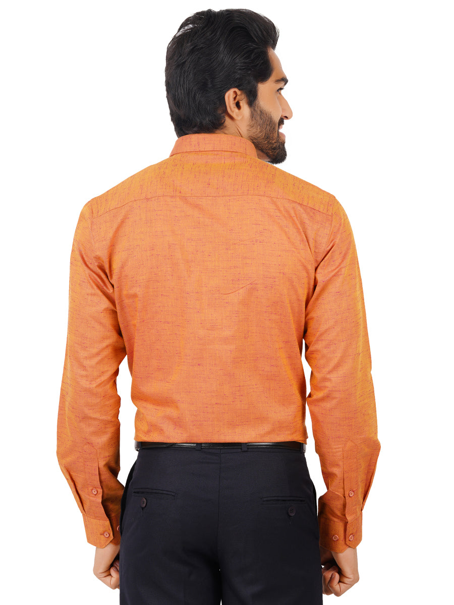 Mens Formal Shirt Full Sleeves Orange T16 CO3-Back view