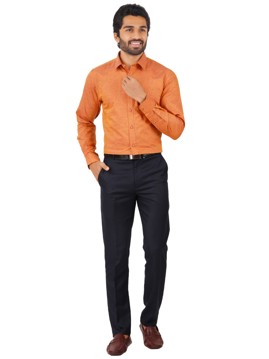 Mens Formal Shirt Full Sleeves Orange T16 CO3-FULL VIEW