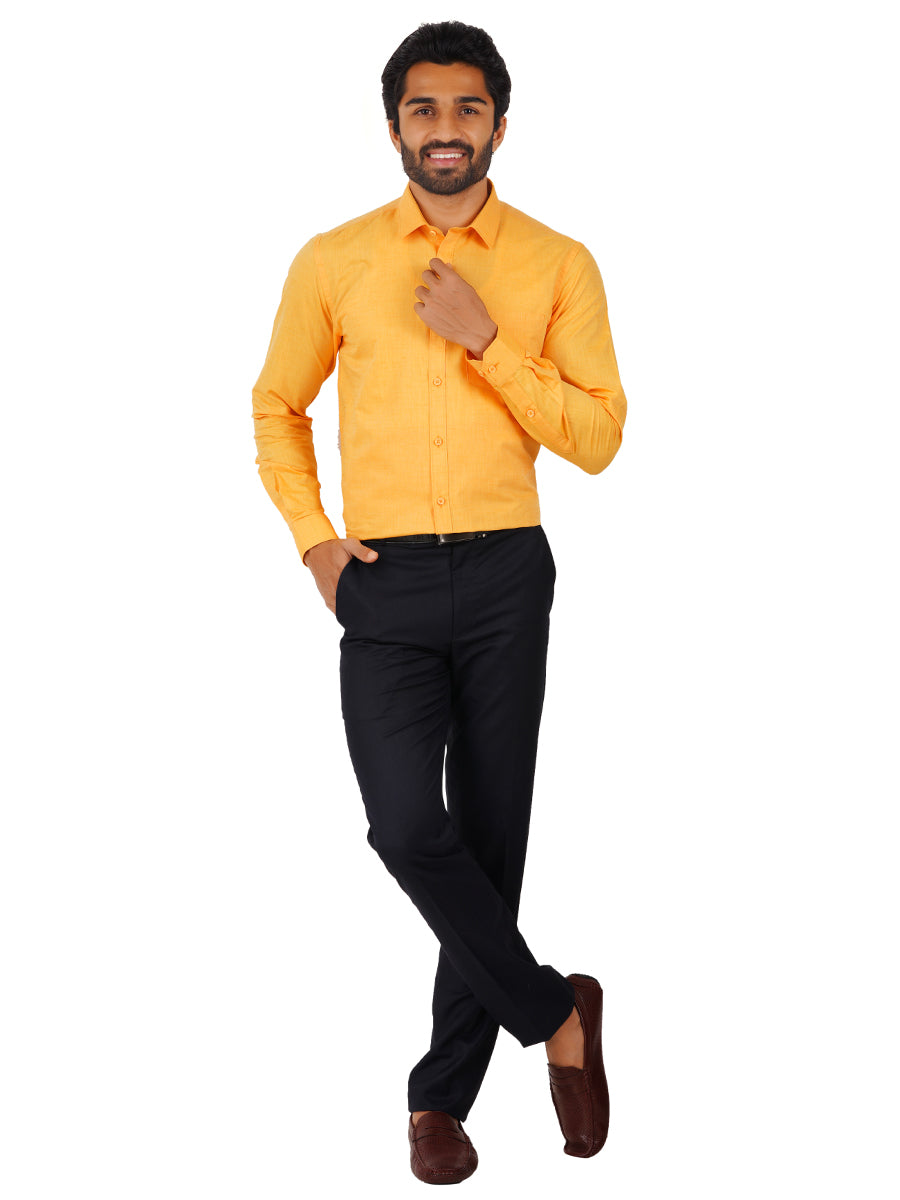 Mens Cotton Formal Shirt Full Sleeves Light Orange T16 CO8-Full view